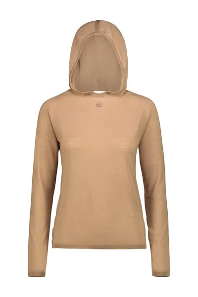 Courrèges Hoodie Knit Second Skin In Beige