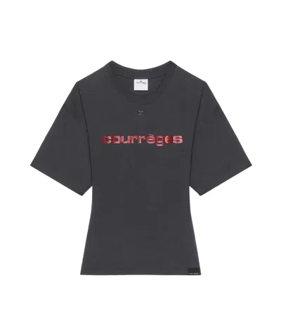 Courrèges Horn Sleeve T-shirt In Black
