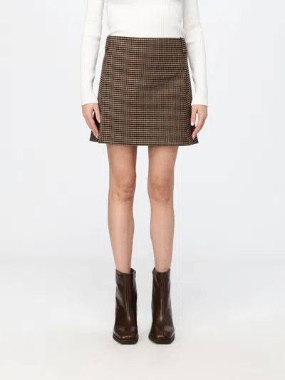 Courrèges Houndstooth A-line Mini Skirt With High-waist Design In Brown