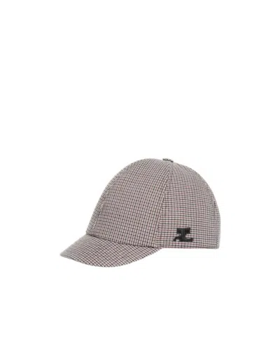 Courrèges Houndstooth Logo Cap In Gray
