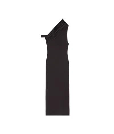 Courrèges Houndstooth Mid-length Twisted Dress In Black