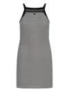 Courrèges Knee Length Halter Neck Houndstooth Dress In Black