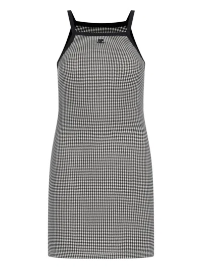 Courrèges Houndstooth-pattern Straight Hem Mini Dress In Gray