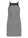 Courrèges Knee Length Halter Neck Houndstooth Dress In Black