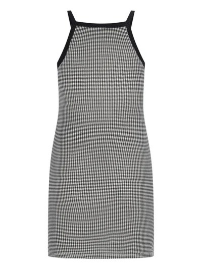 Courrèges Contrast-trim Houndstooth Cotton Mini Dress In Blanco