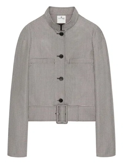 Courrèges Buckle Houndstooth-pattern Jacket In Metallic