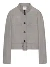 Courrèges Buckle Houndstooth-pattern Jacket In Gray