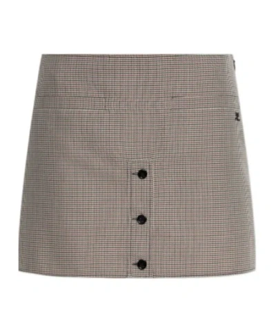 Courrèges Houndstooth Pattern Short Skirt In Gray