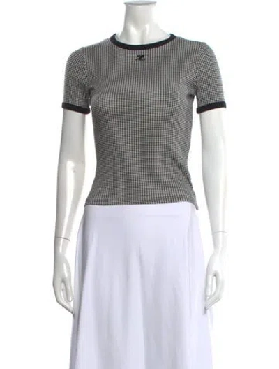 Pre-owned Courrèges Houndstooth Print Crew Neck T-shirt In Multicolor