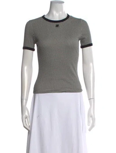 Pre-owned Courrèges Houndstooth Print Crew Neck T-shirt In Pink