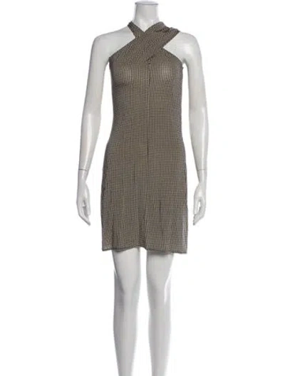 Pre-owned Courrèges Houndstooth Print Mini Dress W/ Tags In Neutrals