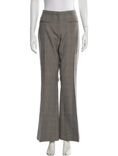 Pre-owned Courrèges Houndstooth Print Wide Leg Pants In Gray
