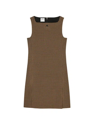 Courrèges Houndstooth Slit Mini Dress In Brown