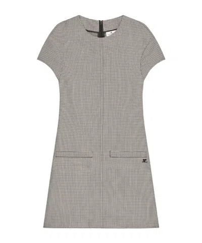 Courrèges Heritage Houndstooth Wool-blend Mini Dress In Brown