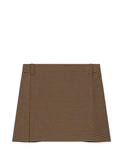 Courrèges Houndstooth-pattern Mini Skirt In Brown