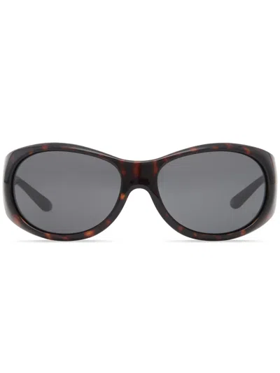 Courrèges Hybrid 01 Acetate Sunglasses In Brown