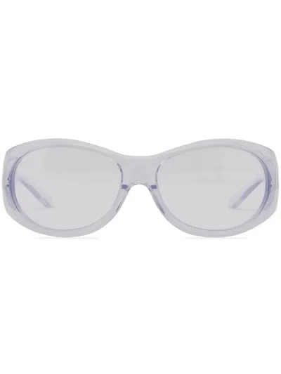 Courrèges Hybrid 01 Oval-frame Sunglasses In Blue