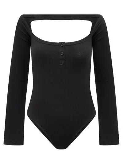 Courrèges Hyperbole 90‘s Rib Bodysuit In Black