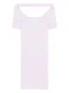 Courrèges Hyperbole Embroidered Ribbed Mini Dress In Pink