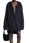 Courrèges Hyperbole Hooded Fleece Dress In Nero
