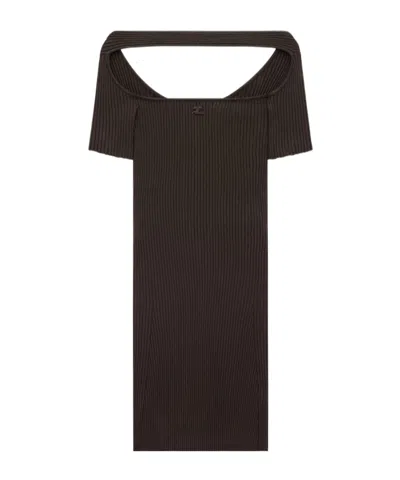 Courrèges Hyperbole Ribbed Minidress In Black