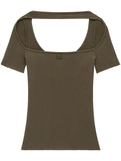 Courrèges Hyperbole Cut-out Top In Brown