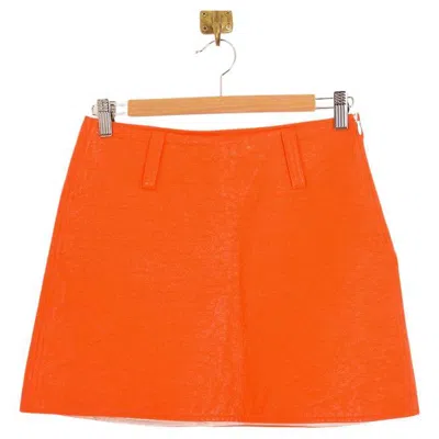 Pre-owned Courrèges Iconic Courréges Orange Tangerine Vinyl A-line Mod Mini Skirt