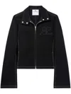 Courrèges Topstitched Denim Biker Jacket In Schwarz