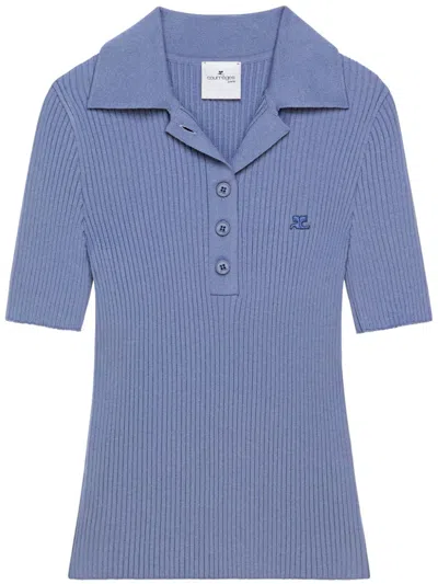 Courrèges Iconic Polo Top In Blue