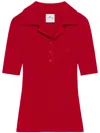 Courrèges Red Viscosa Blend Polo Shirt In Red
