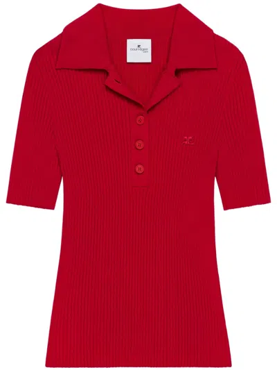 Courrèges Red Iconic Polo Shirt