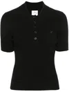 Courrèges Courreges Black Viscose Blend Polo Shirt Women In Black