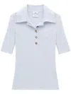 Courrèges Iconic Rib-knit Polo Shirt In Blue