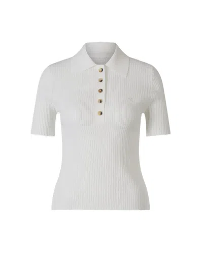 Courrèges Logo-patch Ribbed Polo Top In White