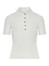 Courrèges Iconic Rib-knit Polo Shirt In White