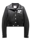 Courrèges Stretch Cotton Cropped Vinyl Jacket Reedition In Black