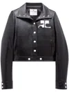Courrèges Reedition Cropped Coated Cotton-blend Jacket In Black