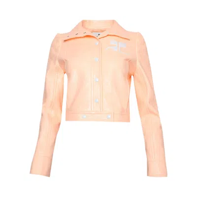 Pre-owned Courrèges Iconic Vinyl Jacket 'bleached Orange' | Women's Size 34