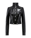 Courrèges Logo-print Faux-leather Cropped Jacket In Black