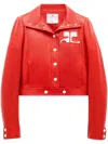 Courrèges Textured Vinyl Crop Jacket In Red