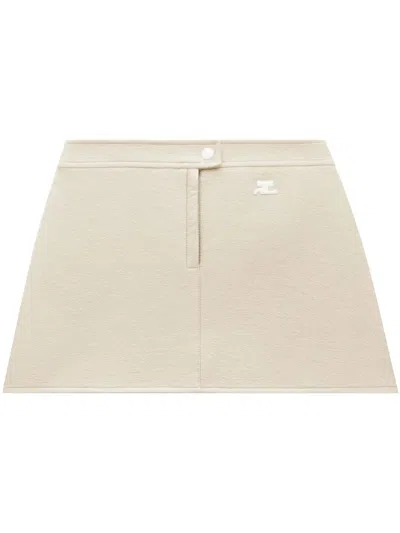 Courrèges Reedition Crinkled Vinyl Mini Skirt In Neutral