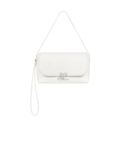 Courrèges Icotype Logo Shoulder Bag In White