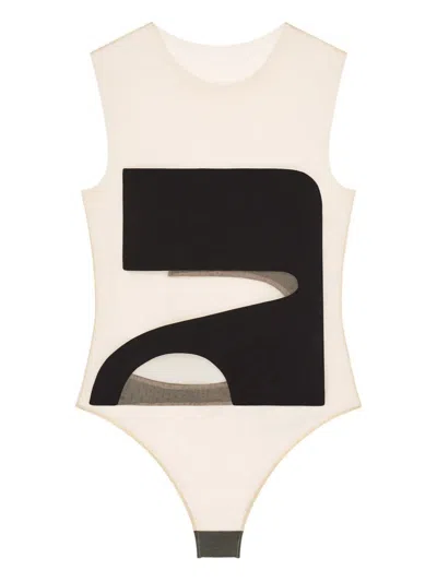 Courrèges Cut-out Illusion Bodysuit In Neutral