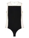 Courrèges Stretch Sheer Bodysuit High Neckline In Black