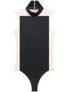 Courrèges Sleeveless Stand Collar Bodysuit In Black