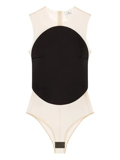 Courrèges Illusion Circle Satin Bodysuit In White