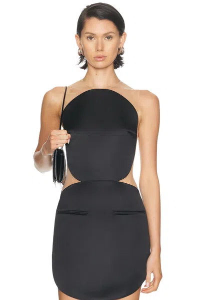 Courrèges Illusion Circle Satin Bodysuit In Black