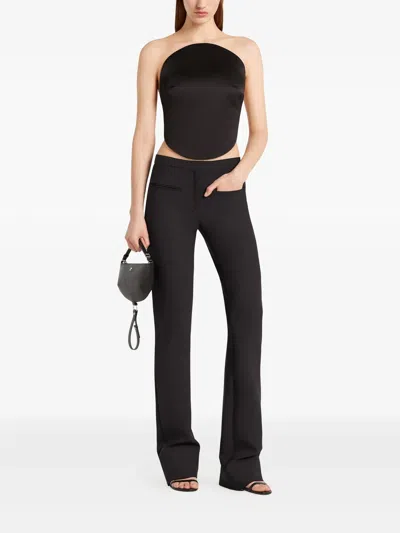 Courrèges Illusion Circle Satin Bodysuit In Black