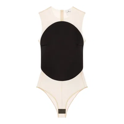 COURRÈGES ILLUSION CIRCLE SATIN BODYSUIT
