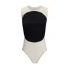 Courrèges Illusion Mesh And Duchesse-satin Bodysuit In Black
